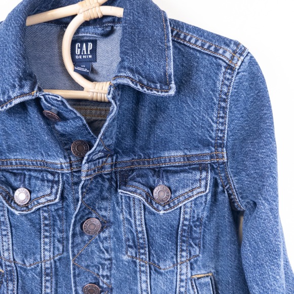 Gap Denim Jacket Kids XS 4-5 Blue Classic Trucker Button Front Outerwear - Picture 2 of 8